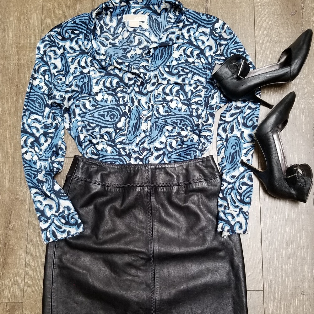 Emanuel Ungaro Chic Black Leather Skirt Size 6/40